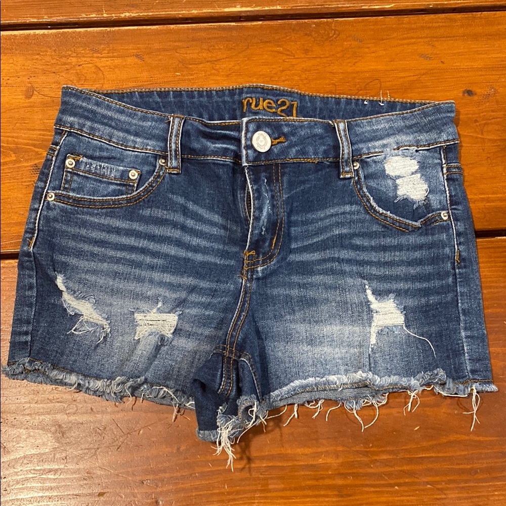 Rue21 Blue Distressed Jean Shorts